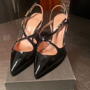 JCrew Patent Leather Cross Strap Elise Pump